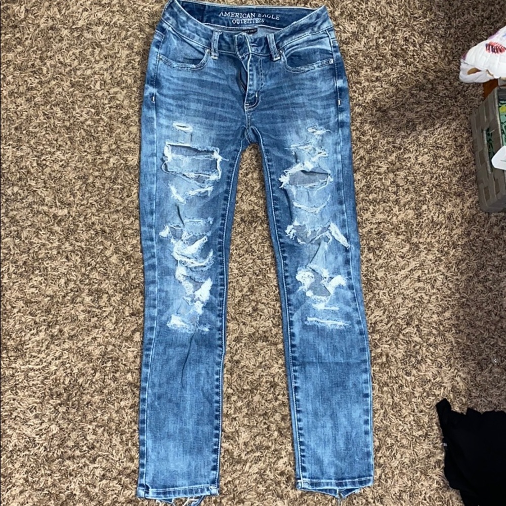 AE Size 0 Stretch Mid Rise Jeans
